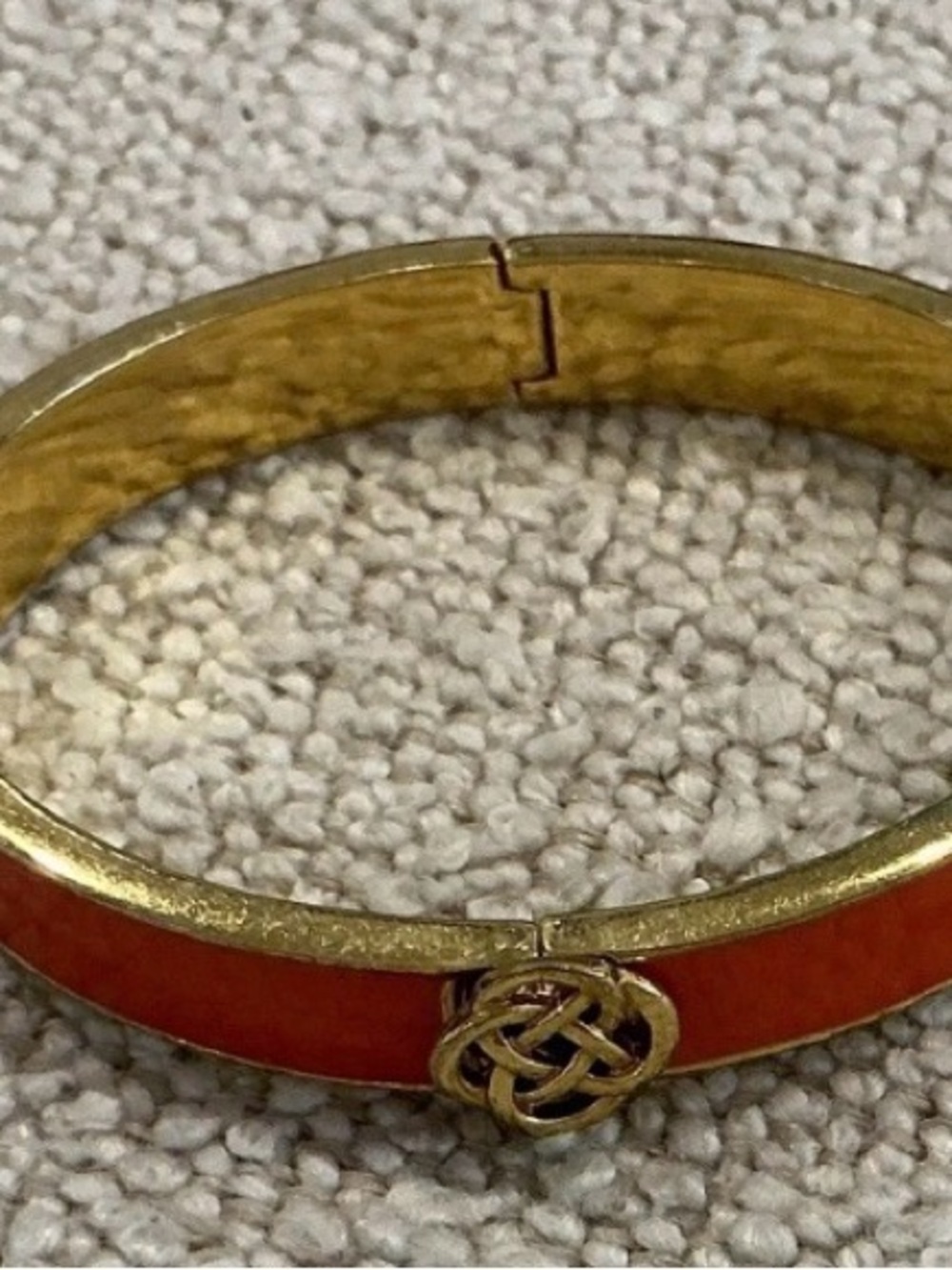 Stella & Dot Gold-Tone Bracelet with Orange Enamel Knot Detail